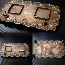 Vintage Inkwell Two Ink Pots, Feather Quill Pen Holder Art Deco Gift