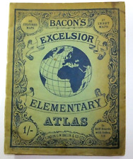 Vintage Bacon’s Excelsior Elementary Atlas 32 Colour Maps 37 Insets Rare 101