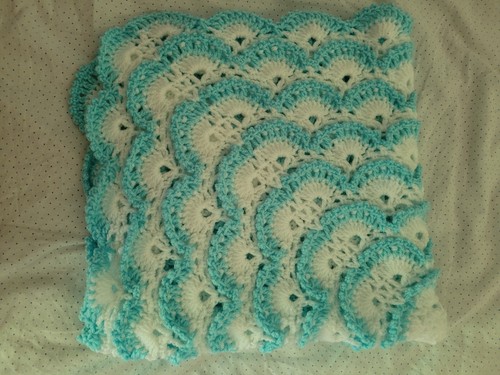 Hand crochet baby pram blanket - hand,