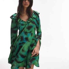 Topshop animal ruffle neck tea