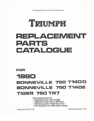 Triumph parts manual book - book, 1980