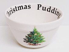 Xmas Tree Christmas Pudding Ceramic Decorated Baking Bowl Basin 35 oz 990 ml
