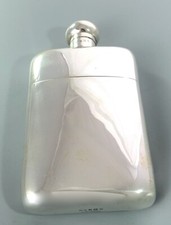 Large Edwardian Silver Hip Flask Reid & Sons Birmingham 1910 501g EHZX