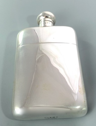 Large edwardian silver hip - silver,