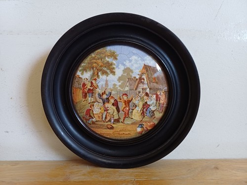 Victorian prattware pot lid - victorian,
