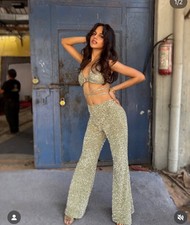 Zara Mint Sequinned Flared