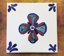 Vintage Ceramic Tile Decorated