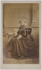 CDV SEATED ELDERLY LADY NAMED MARIA WHITAKER BONNET & LACE SHAWL LAMBERT BATH