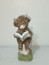 NEXT HAMISH THE HIGHLAND COW NEWSPAPER READING ON TOILET ORNAMENT VGC