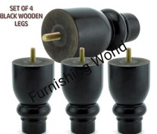 4 x Black luxury SOLID WOODEN