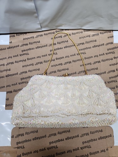 Vtg 1960s beaded clutch purse - vtg,