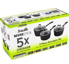 Scoville Neverstick Saucepan Set - Black, 3 Pieces (1028) ✅