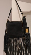 River Island Suede Black Fringe Handbag