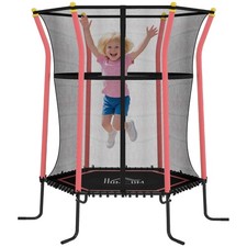 HOMCOM 5.4FT Kids Trampoline w/ Enclosure Indoor Outdoor for 3-10 Years Red
