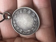 Antique silver watch fob, large medal, blank, Round shape, English