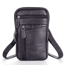 Men Small Laptop Messenger Bags Men's Leather Shoulder Bag Crossbody Wallet