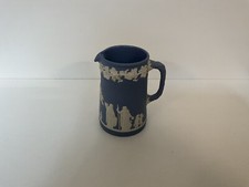 Beautiful Wedgwood Blue Jasper Ware Jug With Classical Scenes, 13 cm High