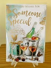 Someone Special Birthday Wishes Card - Silver Foil Male Men Premium Quality