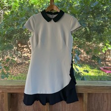 Kate Spade Women's Cream And Black Trim Ruffle Hem Dress Size 6