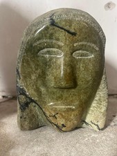 Inuit Eskimo Soapstone Carving Carved Bust Sculpture Art Vintage 