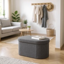 Natural Fabric Ottomans Grey /