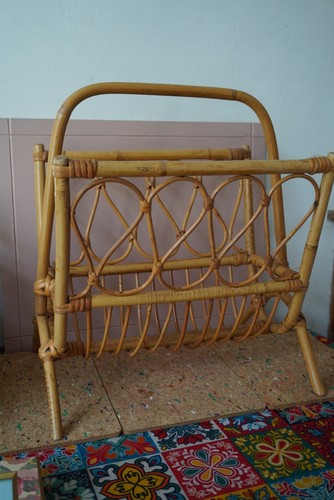 Vintage bamboo magazine rack - bamboo,