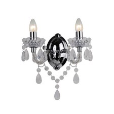 MARIE THERESE 2 LIGHTS Clear & CHROME WALL BRACKET CHANDELIER LIGHT