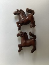 Two Hand Carved Boxwood Netsuke - Horses