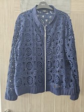 Ladies Klass Navy Blue Lace Collarless Jacket Size Xxl Appx 16-18.  Bnwot