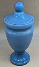 Vintage 1960s Murano Blue Opaline Glass Urn or Lidded Jar or Vase