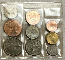 1953 CORONATION "PLASTIC" SET OF 9 COINS, SEALED ROYAL MINT PACK. ALL BU GRADE.