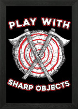 Axe Throwing Axe Thrower Framed Wall Art Poster Canvas Print Picture