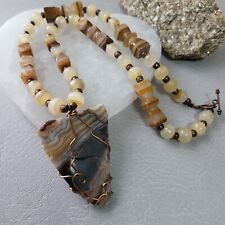 Arrow Head wire wrapped brown agate necklace
