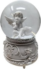 Angelic Musical Snow Globe 100mm Battery Operated with Intricate Angel Figurine