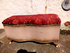 LARGE VINTAGE PINK & GOLD LLOYD LOOM STYLE WOVEN OTTOMAN BLANKET BOX