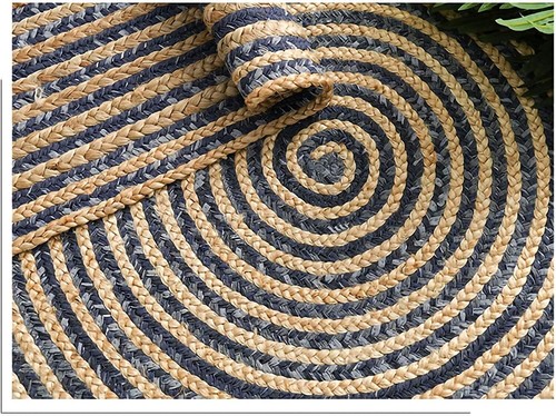 Rug round jute cotton - jute, &