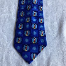 Vintage Disney Mickey Mouse 100% Silk Neck Tie Blue Gold City novelty 