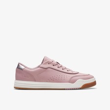 Clarks Girls Urban Solo Older Dusty Pink Lace Up,Trainers Leather Casual