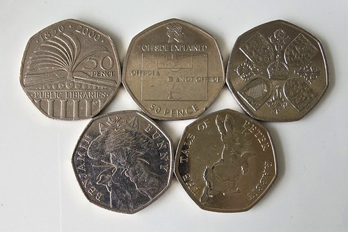 British 50p coin - british,