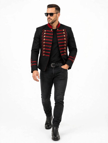 Men black military tailcoat - men's,