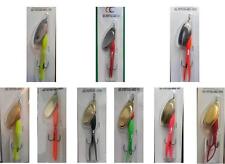 5 PACK 15g FLYING C LURES SILVER GOLD BLADE SPINNER SALMON, FEFC02
