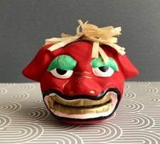 Vintage Shishimai Lion Dance Clay Bell – Japanese Folk Ornament – Dorei Figurine