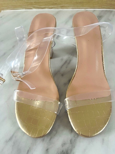 Women clear strappy block - clear,