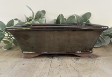 26cm  MetallicBlack Rectangular High Quality Glazed Ceramic Bonsai Pot Brand New