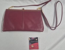Leather Clutch Bag Burgundy Jane Shilton Gold Hardware Elegant Design
