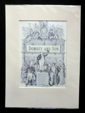 Original Victorian Print (c1880) Dombey & Son (Charles Dickens) Title Page Mount