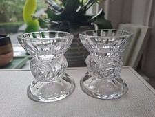 Vintage RCR Crystal Rose Candle Holders, Set of 2 Italian Lead Crystal Taper