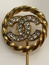 Chanel 1958 Logo Brooch Gold