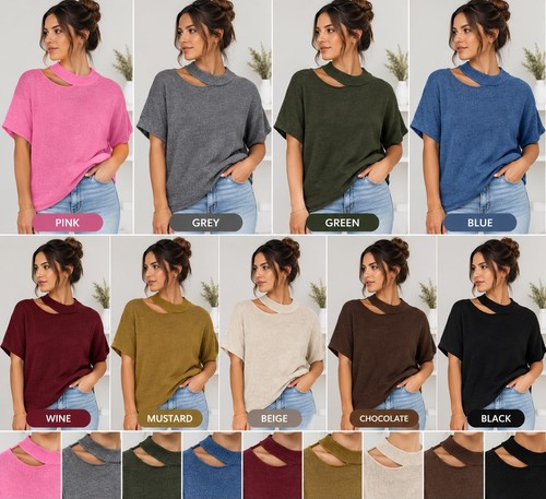 Womens soft knit sweater short - knit,