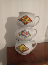 3 x Vintage Soup Mugs 80s Retro